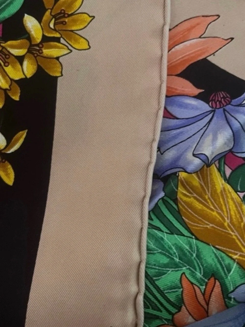 Dior Floral Silk Scarf in Black, Pink, Orange, Green, Blue